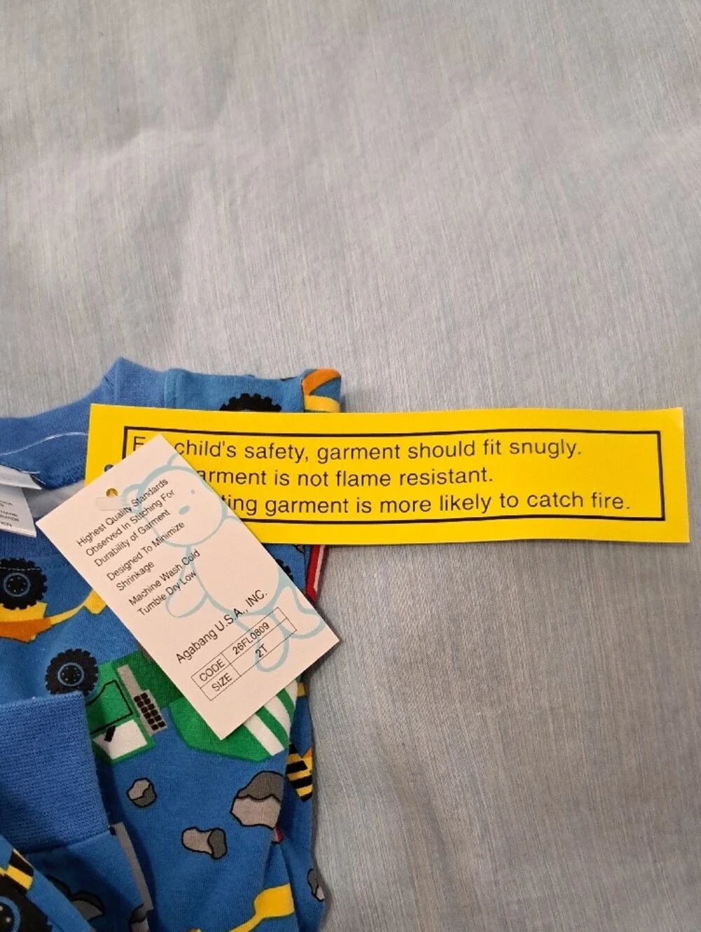 NWT Boys 2T  Blue Construction Trucks Pajama Set